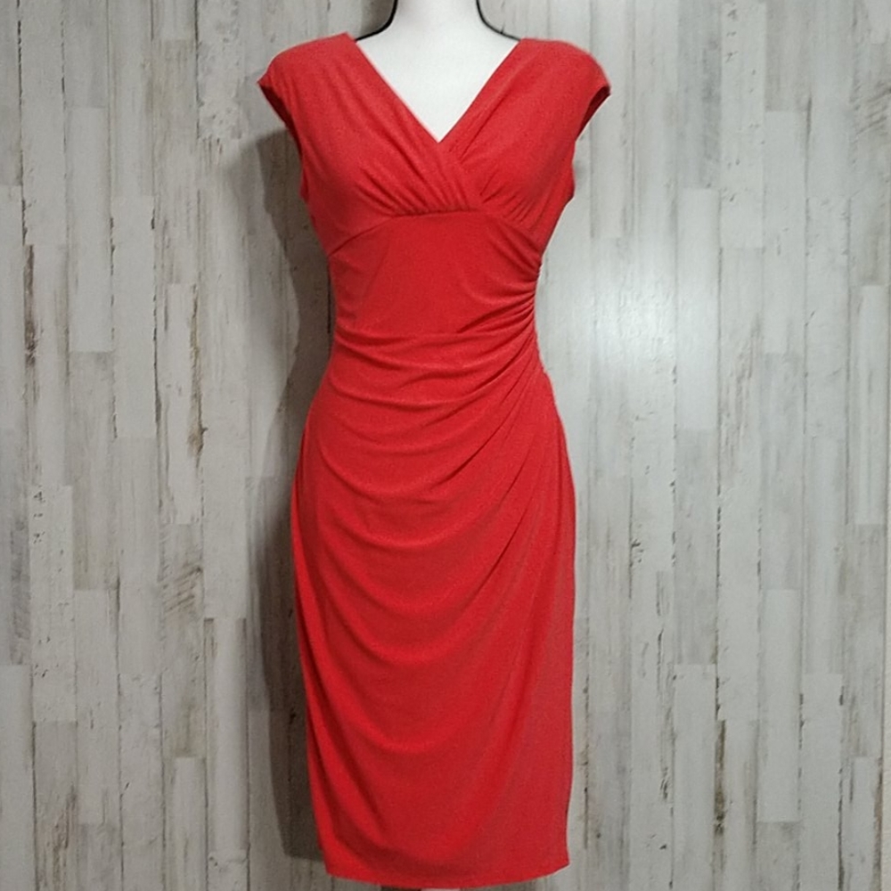 American Living V-Neck Ruched Detail Dress